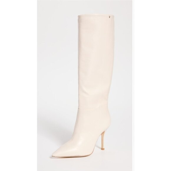 NEW Larroudé Kate Boot In Ivory Leather NWOT - Size 7 - Picture 1 of 12